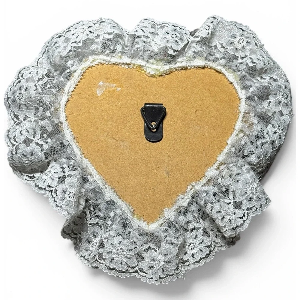 Vintage Blue Wooden Heart Wall Key Holder Hand Painted Floral Cottagecore